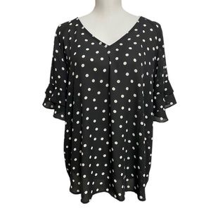 Worthington Black/White Polka Dot Blouse XL